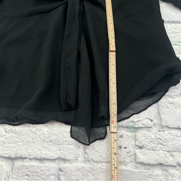 eShe Elegant Black Women's Blouse XL Chiffon Crop Bell Elbow Sleeve - Picture 7 of 8